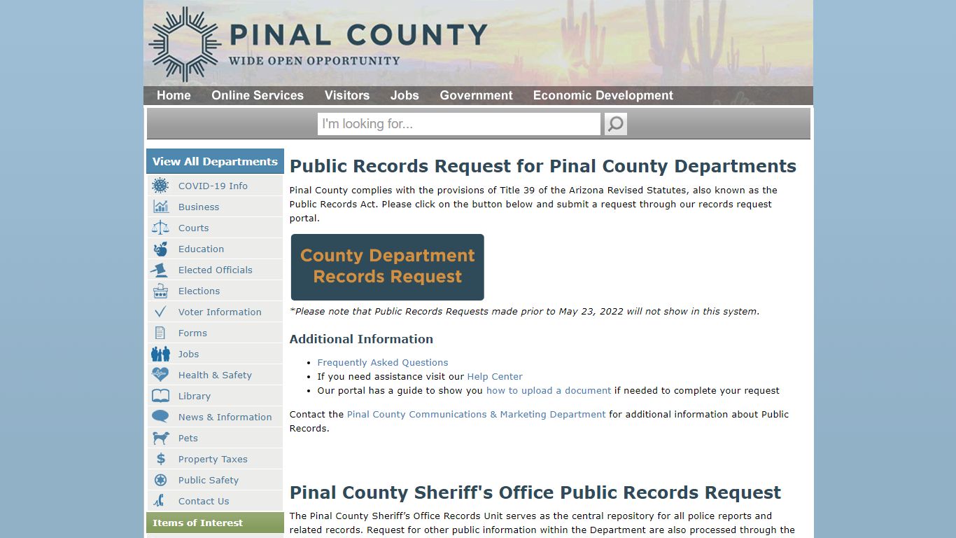 Home - Public Records Request - Pinal County, Arizona
