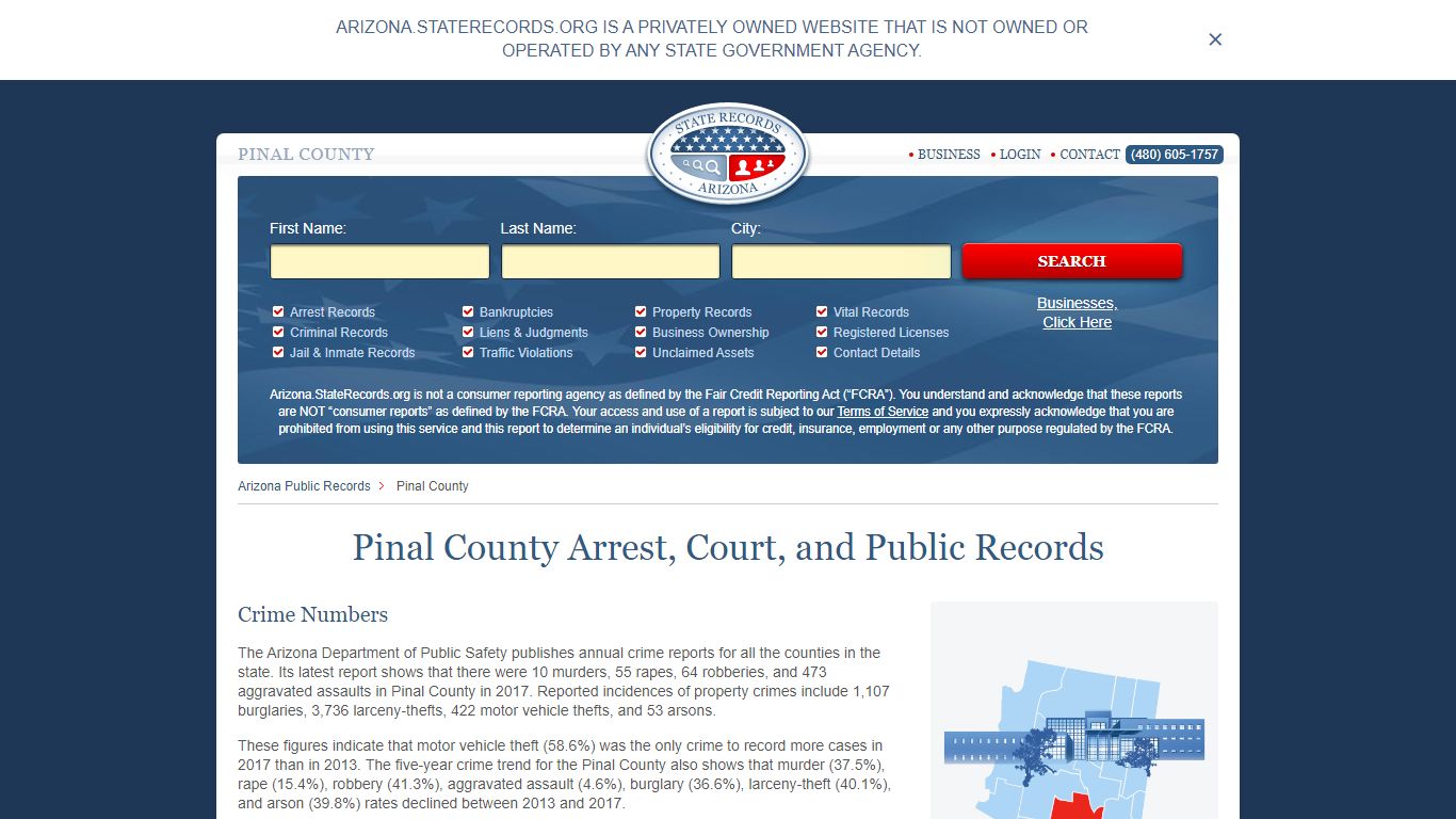 Pinal County Arrest, Court, and Public Records